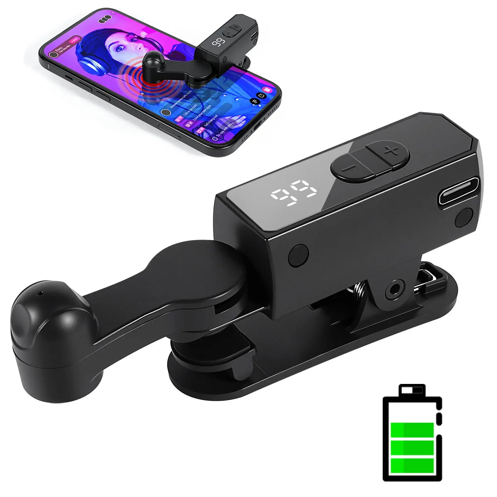 Portable Rechargeable Auto Clicker Smart Tapper Digital Accessory - 107 Adjustable Speed Auto Touch Tool for Smartphone, iPhone, iPad, Android Mobile Devices, Live Stream Likes, Social Media Tasks (Black), Accessories, Led Screen