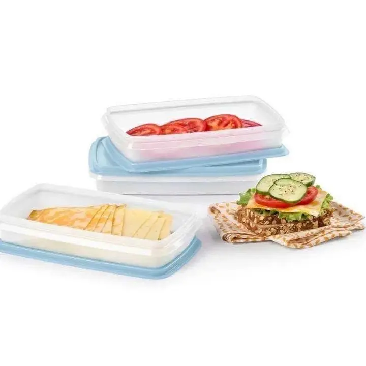 Snack-Stor Slim Snack n Stor Containers - Set of 3 Compact Deli Meats & Cheeses Storage with Seals for Easy Meal Prep