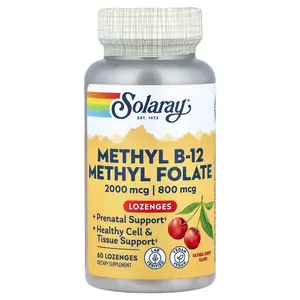 Solaray Methyl B-12 Methyl Folate, Natural Cherry, 60 Lozenges