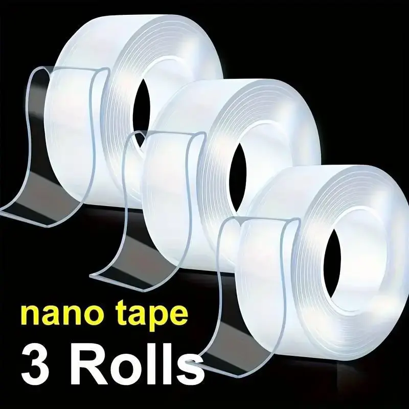Heavy-Duty Transparent Double-Sided Nano Acrylic Tape (2 Rolls, 10.5Ft / 320Cm, 2mm Extra Thick, 3cm Wide) - No Drilling, Residue Free, Removable, Washable Reusable, Easy Application, Precise Measurement, Ideal for Home Decor, Hanging Pics