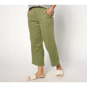 LOGO by Lori Goldstein Regular Cotton Gauze Crop Pant