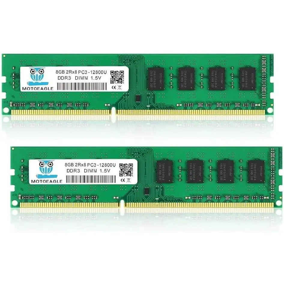 16GB (2X8GB) DDR3 1600MHz PC3-12800U UDIMM Desktop PC Memory RAM Kit, 2Rx8 240-Pin, 1.5V CL11 Non-ECC SDRAM DIMM