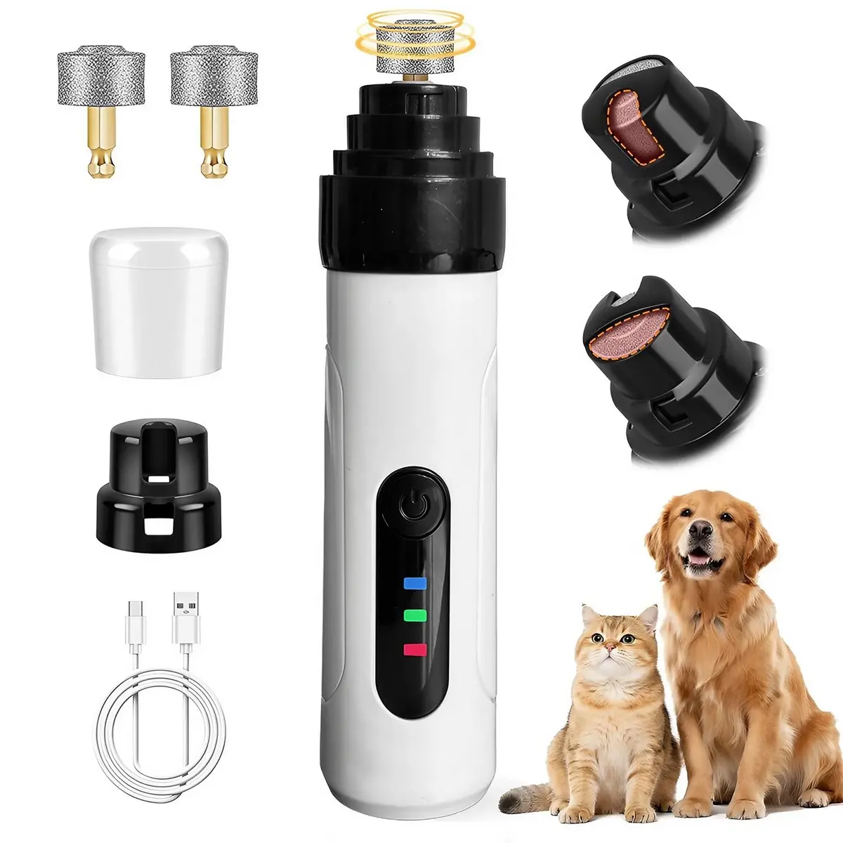Upgraded Heusom Silent Groom Pro Canine Nail Care Grinding Tool with Grooming Clippers for Dogs