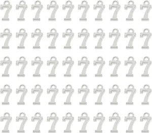Number  Charms Alloy Metal Number Charm Pendants for DIY Craft Keychain Brooch Bracelet Wristbands Necklace Earring Jewelry Making Finding, PCS