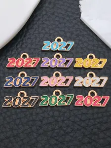 10pcs 2026 2027 2028 Number Charm Graduation Year Charms Bulk Colorful Metal Alloy Enamel Year Signet Numbers Graduate Pendants for Jewelry Making Necklace Bracelets DIY Craft Findings
