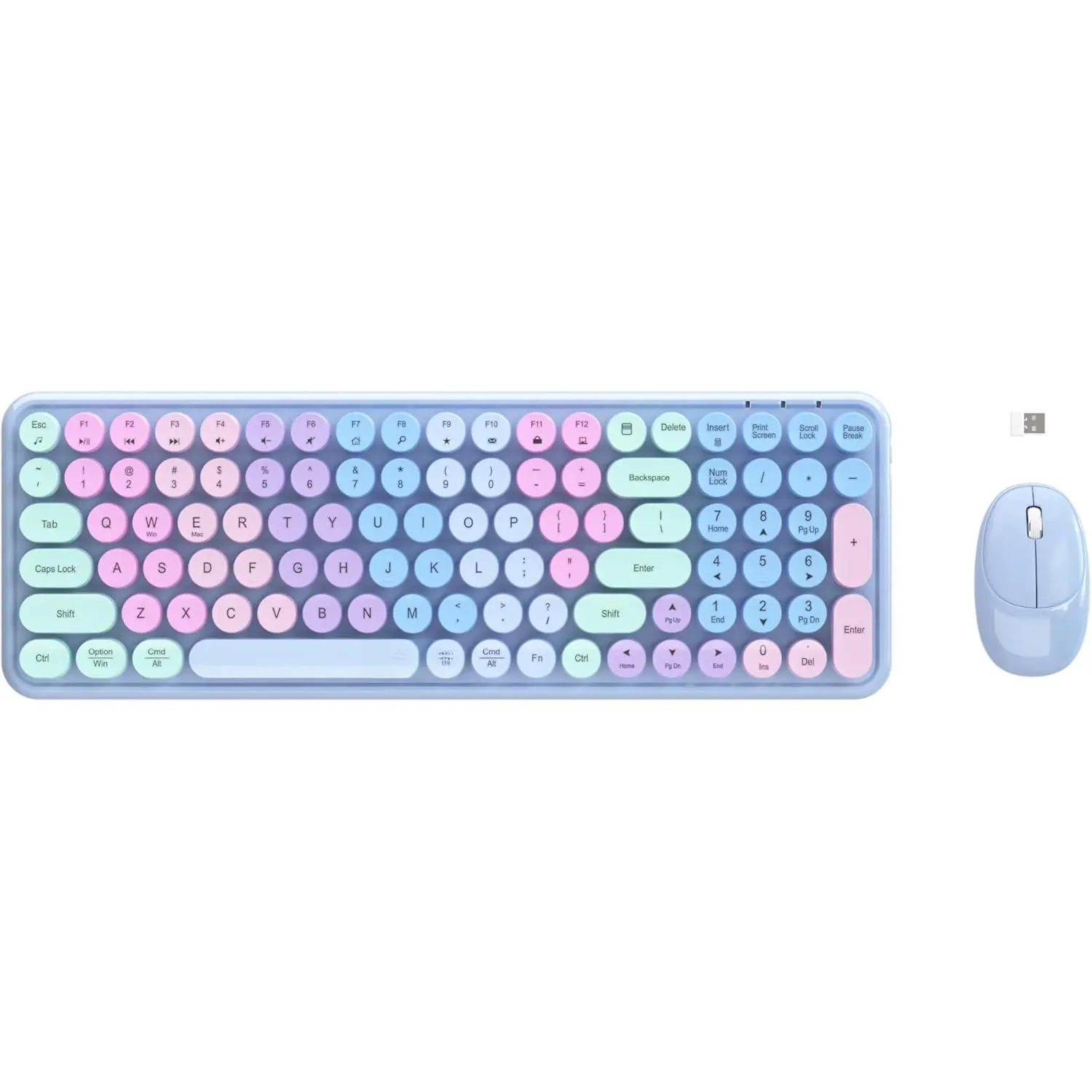 Retro Typewriter Wireless Keyboard Combo Set - 2.4GHz Connection, Optical Keys, Flexible, Gradient Colors, USB Powered Typewriter USB Keyboard for Computers & Office Equipment