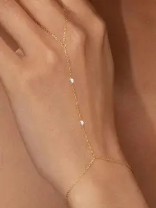 Finger Chain - Stainless Steel with Rhinestones, Sparkling Zircon Bracelet, Hand Chain Stackable Cuff Bracelets for Women & Girls Jewelry, Perfect for Wedding Jewelry, Daily Wear, Anniversary, Valentine's Day Gift Stacking Bracelet