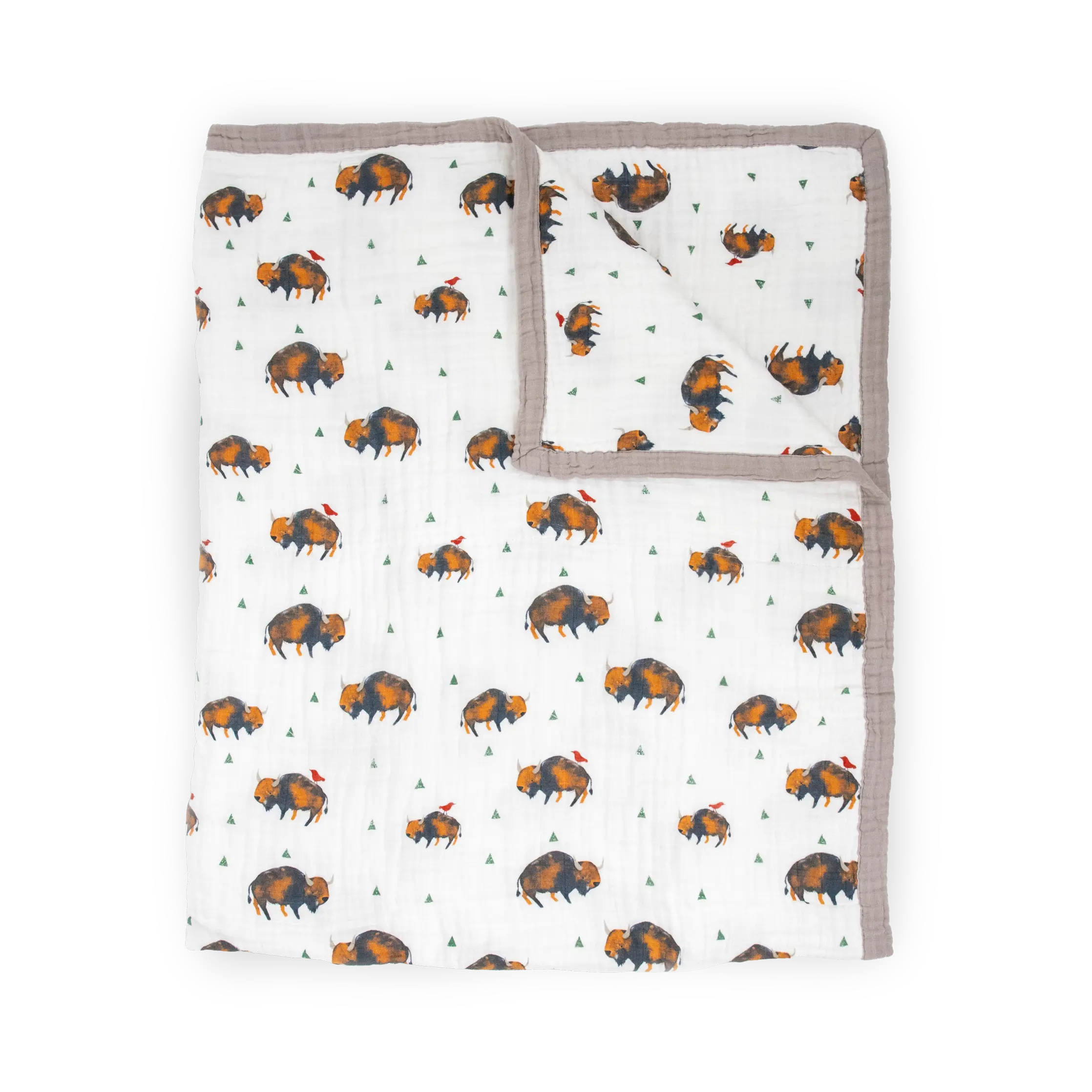 Cotton Muslin Quilted Throw - Bison, Lightweight Cozy Blanket, Multifunctional Cotton Blanket, Soft Cozy Throw