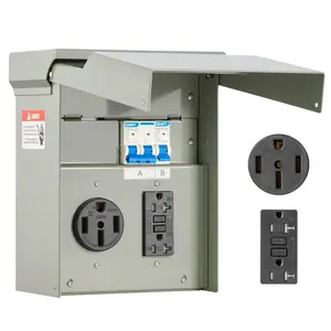 fathersdaygift VEVOR Temporary Power Outlet Panel, 20 50 Amp, RV EV Electrical Outlet Panel with NEMA 50 Amp GFCI 20 Amp Receptacle Installed, Pre-Wired IP54 Weatherproof Box, for RV Camper Car Travel Motorhome