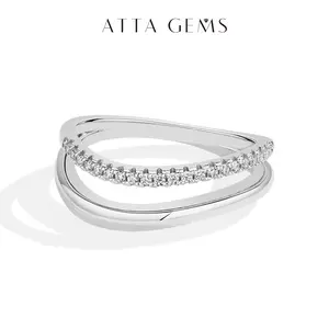 ATTAGEMS Round Cut 2mm D Color Lab-Created Moissanite Ring  925 Sterling Sliver Eternity Band Wedding Engagement Rings for Women Unique Jewelry Gift R287