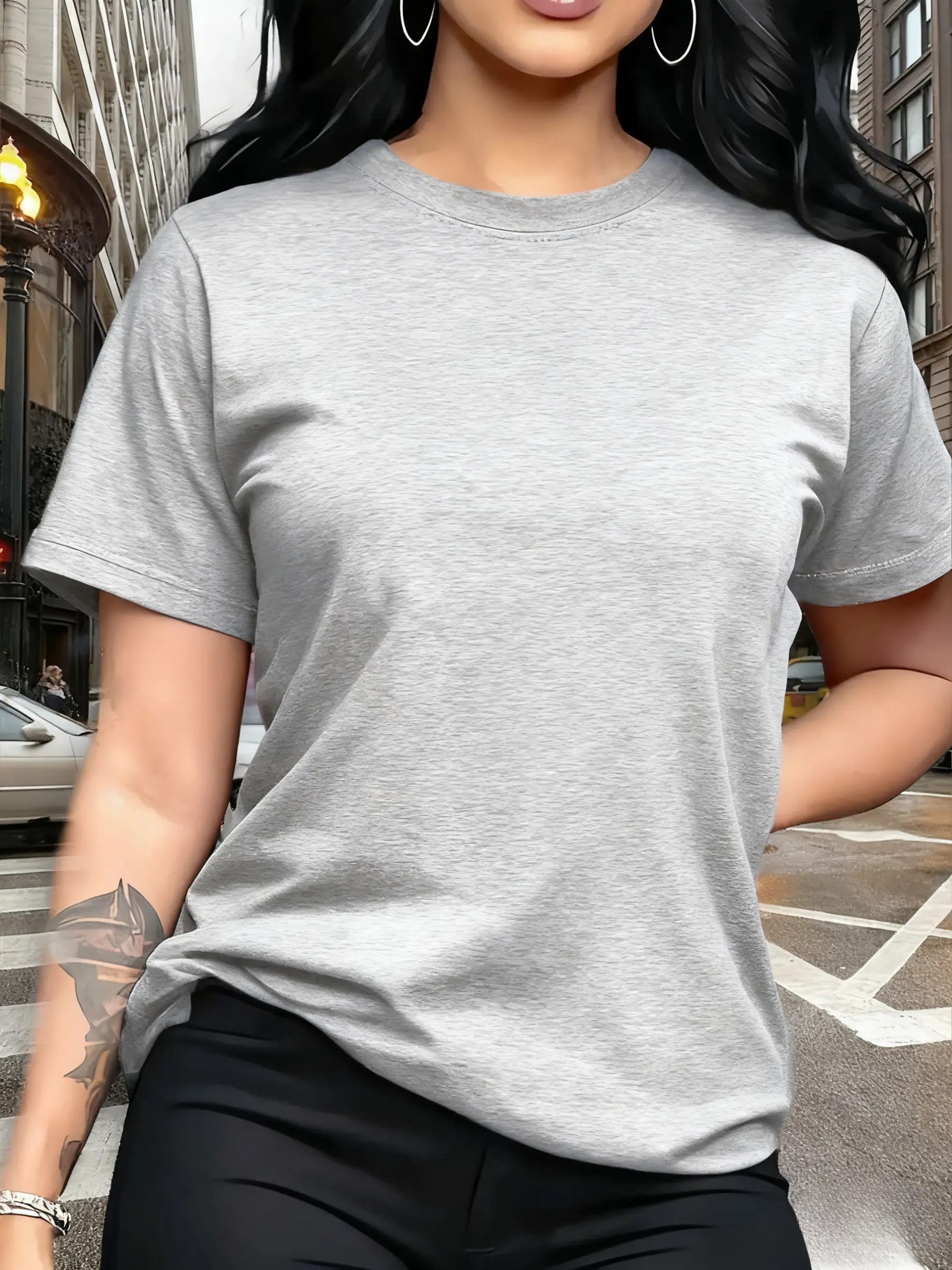 Women's 100% Cotton Short Sleeve Basic Solid T-Shirt - Smooth Fabric, Perfect Fit, 10 Colors, Gray, Graphic Printed, Versatile Casual Daily Layering Top for Ladies