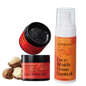Hairplexx Locs Styling Bundle - Locs Gel 5.07 oz & Styling Foam 150ml for Retwist Starter Locs Braids Strong Hold No Flaking Humidity Resistant Anti Frizz Quick Dry