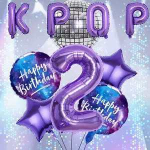 10pcs Letter Kpop Aluminum Foil Balloons, Birthday Party Decorations, Home Campus Gathering Decoration, Event Scene Setup