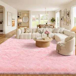BOOPBEEP Soft Modern Indoor Large Shaggy Carpet, For Bedroom for Living Room Dorm Dining Room, Home Decorative Non-Slip Plush Fluffy Area Rugs, Comfy Accent Floor Carpet, Room Decor, Fuze rug，Hot Pink