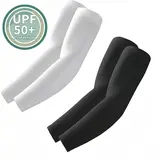 2 Pairs UV Protection Cooling Arm Sleeves for Men & Youth, UPF 50 Breathable Fabric, Durable, Elastic, Lightweight Sports Sleeves & Support, Durable Sports Sleeves & Support, Arm Sleeve Cover, Cooling Football Sleeves