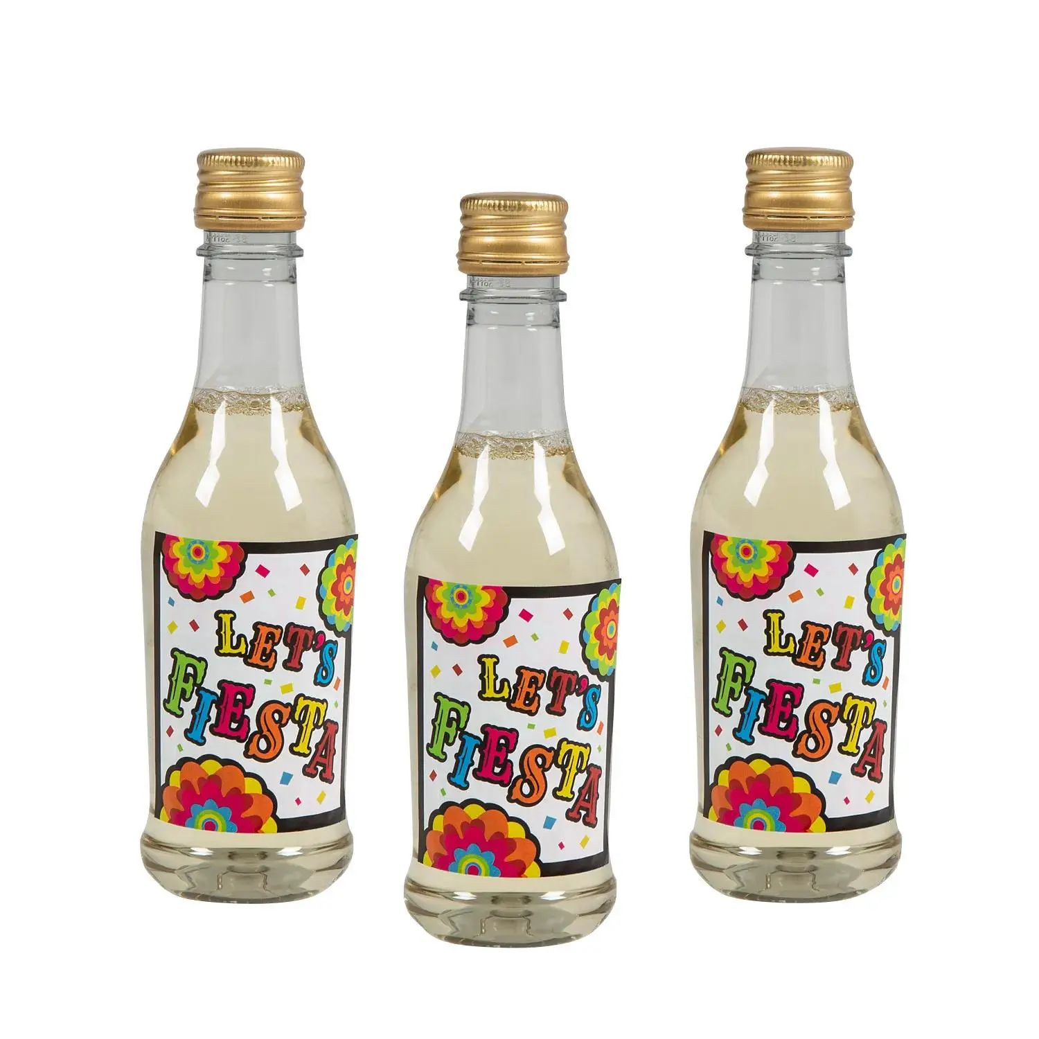 Fiesta Theme Mini Wine Paper Labels - 12 Pack, Bright Colors, Party Decorations for Home Supplies & Home Decor, Pre-Printed