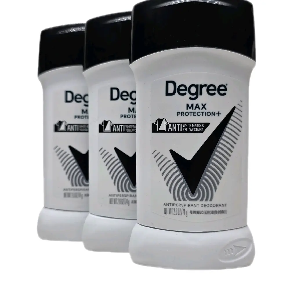 3-Pack Degree Max Protection+ Aluminium Antiperspirant Deodorant - 5-in-1, Long Lasting, Sweat Resistant, Fragranced, Dry, Daily Body Care, Black and White, 2.6 oz
