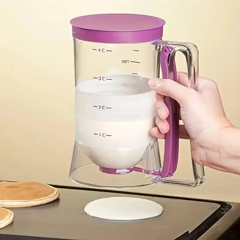 Batter Dispenser with Measuring Cup Pancake, Cupcake, Waffle Maker Accessories, Butter & Cream Funnel Tool for Precise Pouring, Baking Must Have (Dual Scale, Non Slip Base)