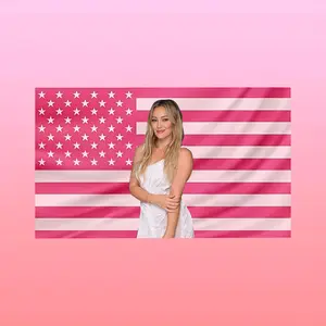 Vintage Hilary Duff v3 USA Flag Tapestry, Y2K Pop Star American Flag Wall Hanging, Retro Room Aesthetic Decor, Teen Bedroom Dorm Banner, Gift for Fans