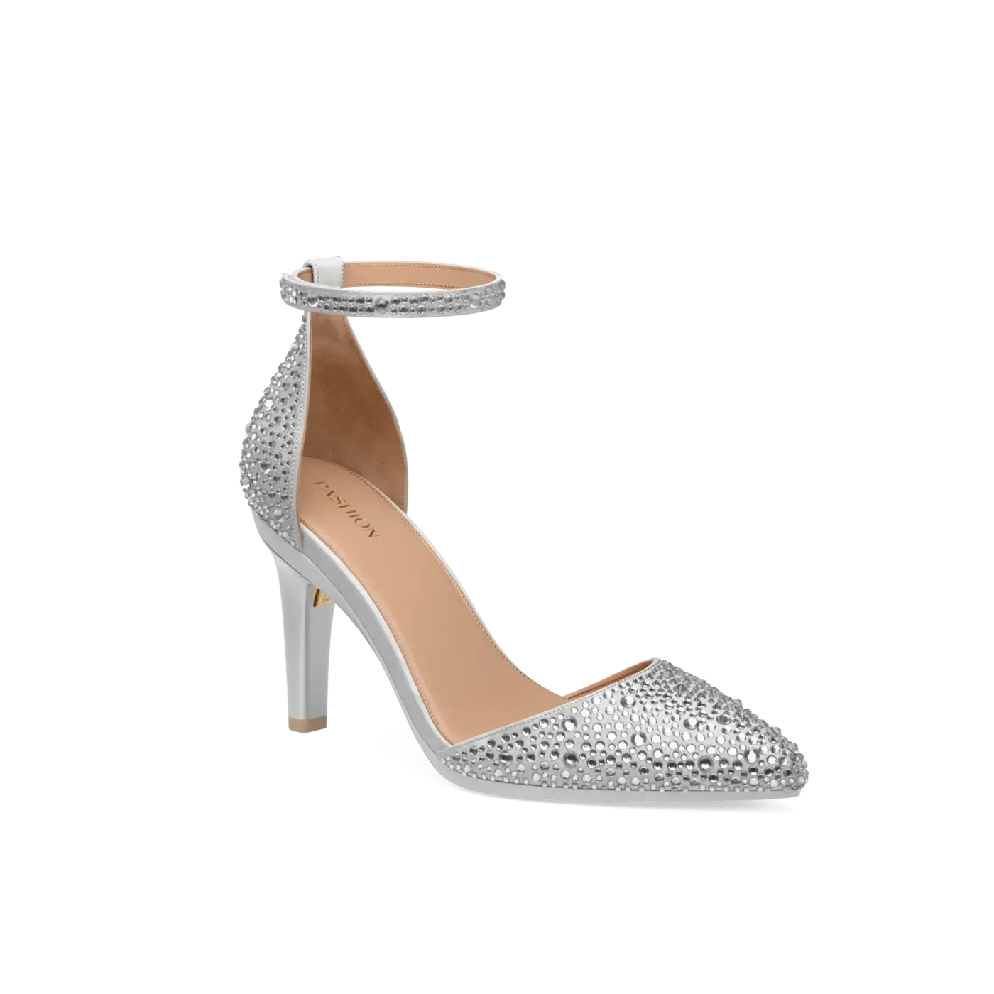 D'Orsay Pump - Silver Mixed Rhinestone 4" Stiletto