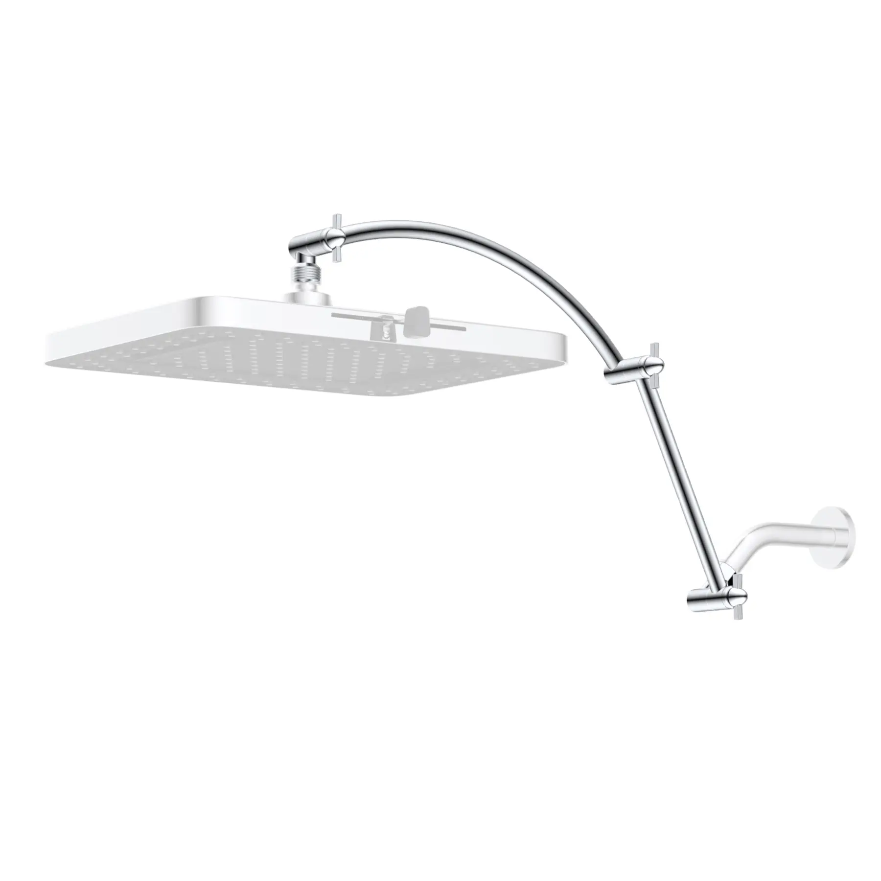 Hibbent All-Metal 20-in Shower Head Extension Arm, Bathroom Upgrade Fixture Accessory, Solid Brass Adjustable Height & Angle Extender with Lock Joint, Universal Connection Stainless Steel Pipe