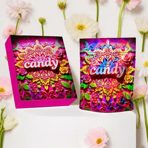 Laser Gift Bag with Gift Box, 10/20/40pcs Colorful Flower Pattern Stand Up Pouch with Zipper Lock, DIY Party Favors, Wedding, Birthday Supplies