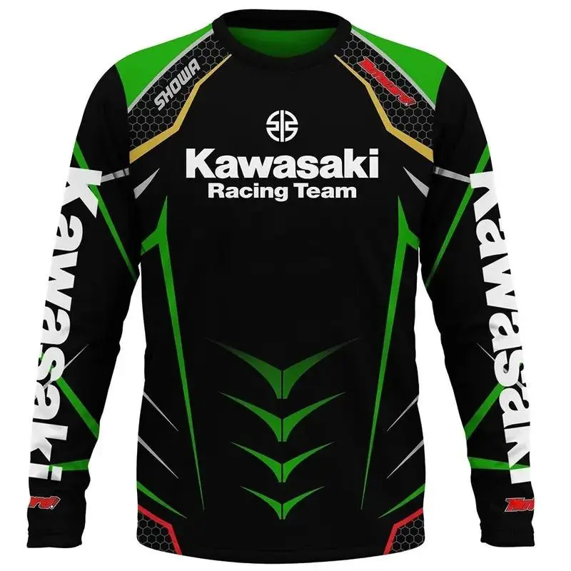 Kawasaki Racing Team Long Sleeve Shirt, Vintage Motocross Graphic Tee, Motorcycle Biker Apparel, Racing Sportswear Gift for Him