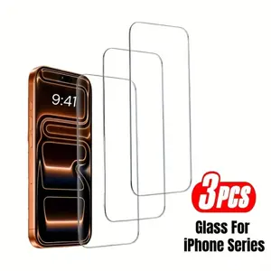 3-Pack HD Clear Tempered Glass Screen Protector for iPhone 17/17 /17  Max/17 Air/16/16 Plus/16 /16  Max/16E/X/XR/11//13/14/15 Series – Scratch & Impact Resistant, Oleophobic Coating for Smooth Touch 12 pro phone