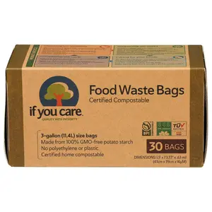 Compostable Trash Bags for Food Scraps, Kitchen Waste, Garbage – 30 Count, 3 Gallon – Certified Compostable, Non Plastic, Disposable