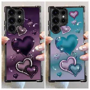 Heart Pattern Phone Case, Anti-drop Cellphone Protective Case, Total Protective Shockproof Mobile Phone Cover forPhone Case For S22 S23 S24 S25 FE ULTRA PLUS EDGE pad mobile phone protective case #SMYGSJDAX1