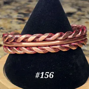#156 Pure Copper 6 1/2"x5/8" Hand-Woven Cuff Bracelet Handmade Artisan Jewelry Unisex Gift Ready Unique Handcrafted Design