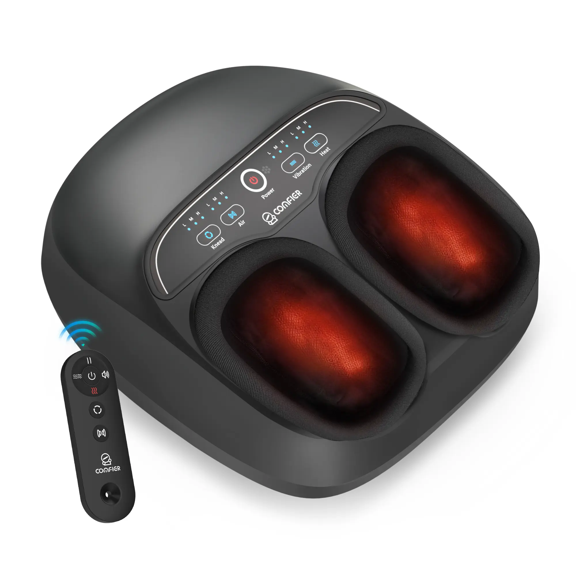 COMFIER Foot Massager with Heat, Kneading, Vibration, Compression, FSA Eligible HSA Store Shiatsu Massager for Plantar Fasciitis Neuropathy, Upgrade Pause Function, Up to Size 13, Gift for Men Women