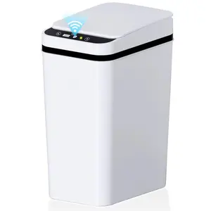 2.6 Gallon Smart Trash Can with Sensor Motion Technology - Touchless, Waterproof, Slim Design, Auto Open, Small Garbage Bin for Bathroom & Kitchen - White