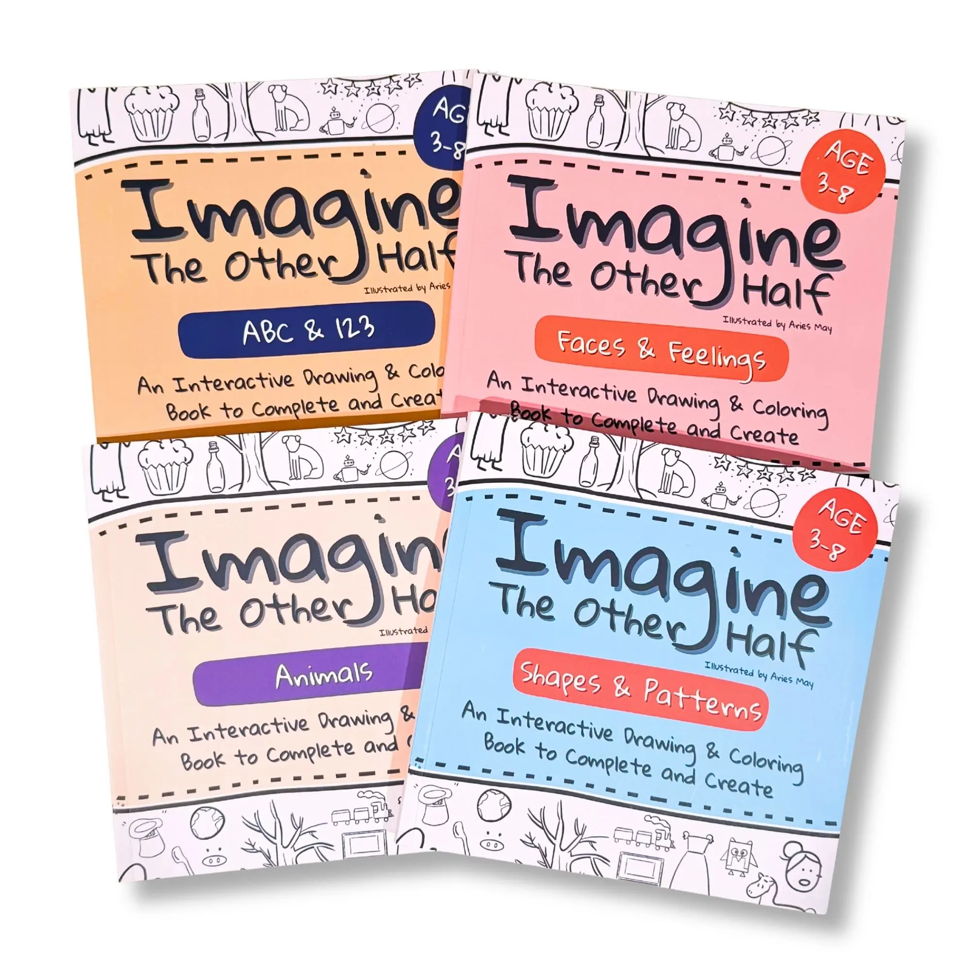Imagine The Other Half: An Interactive Drawing & Coloring Book for Ages 3-8 to Complete and Create Half-Drawn Kids Creative Book Booktok Popular product
