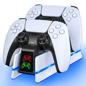 ZRZLMVP PS5 Dual Controller Fast Charging Dock, PS5 Charging Station with 9 RGB Modes, Overcharge Protection, Compatible with DualSense & DualSense Edge