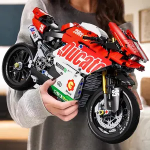 Famous V4 Motorcycle Building Blocks Set Bricks Super Motorbike Model Kit Technical Racing Kids Assembled Toys Gifts For Boys And Girls