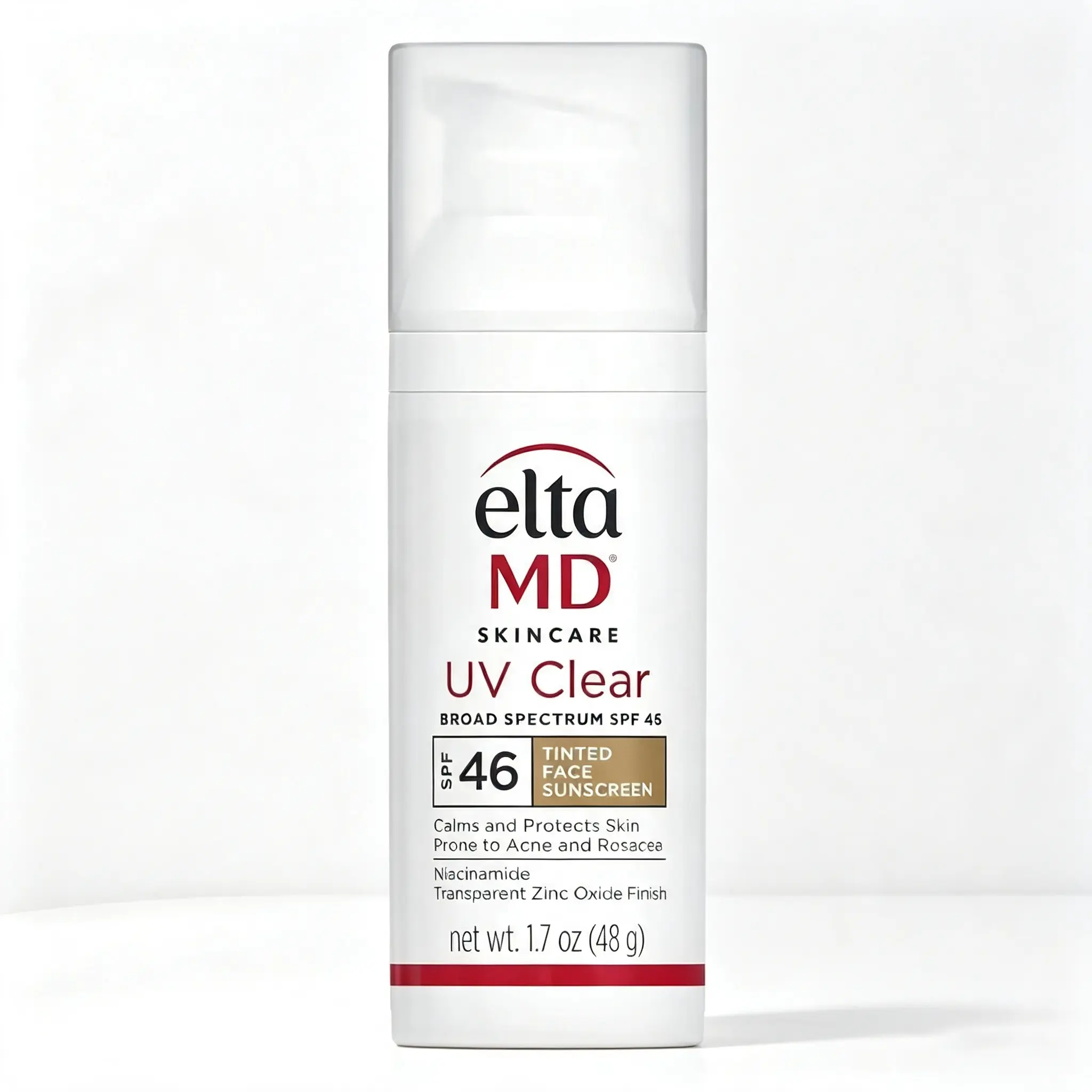EltaMD UV Clear Tinted SPF 46 Sunscreen, Transparent Zinc Oxide, Niacinamide Soothing Formula, Broad-Spectrum UVA/UVB Protection for Acne & Rosacea-Prone Skin