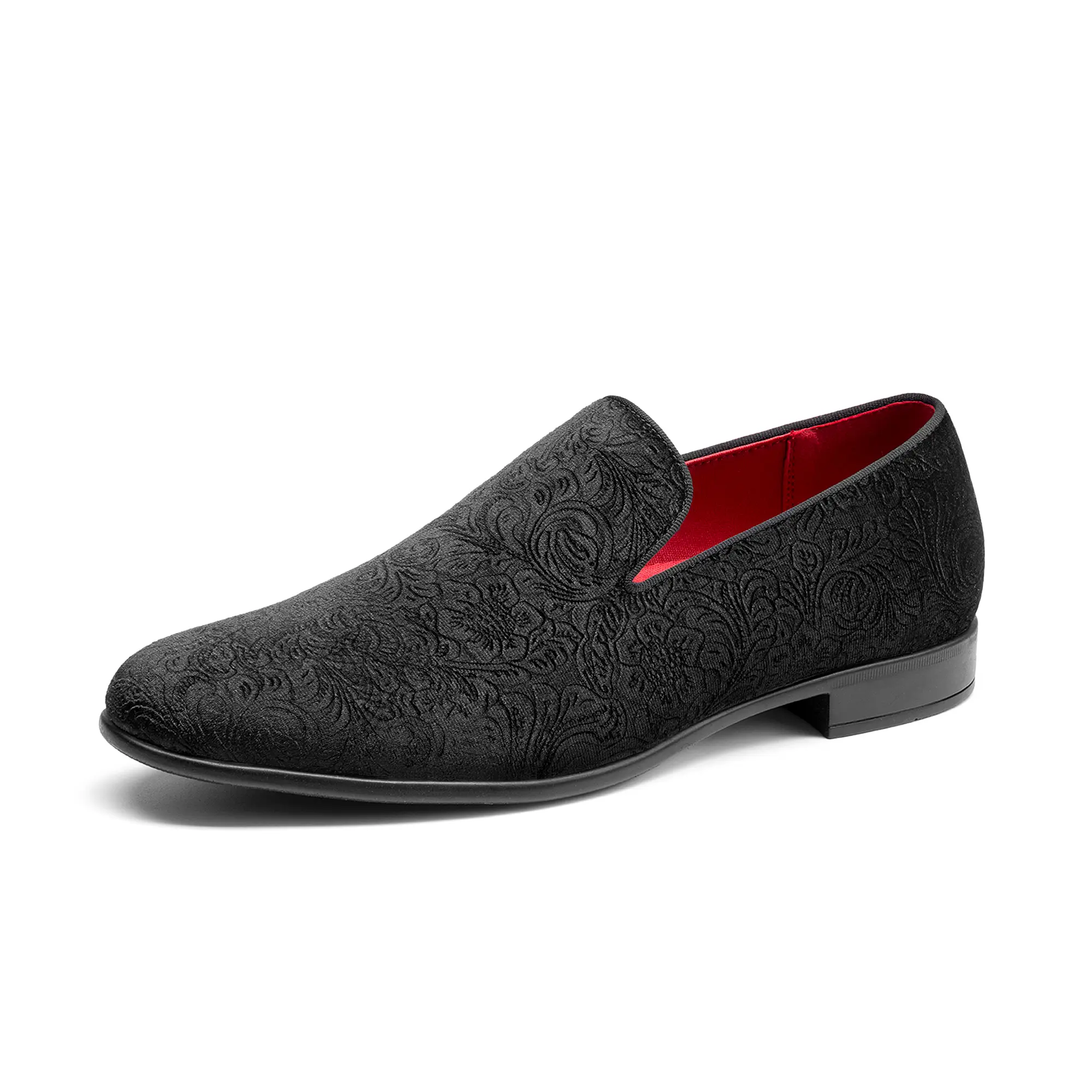 BRUNO MARC Men's Classic Velvet Formal Loafer Shoes, Old Money Style Slip-On Round Toe Footwear with Red Bottoms for Weddings & Parties, Business Casual Footwear, Old Money Loafers, Classic Fashion Loafers
