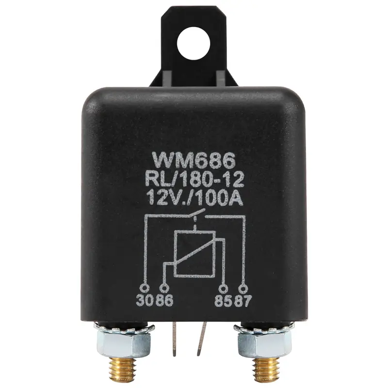 1-Pc 12V 100A 4-Pin Heavy Duty Plastic Body ON/OFF Split Charge Relay, Firm Auto Switch with ON/OFF Control for Boat, Car (Black)