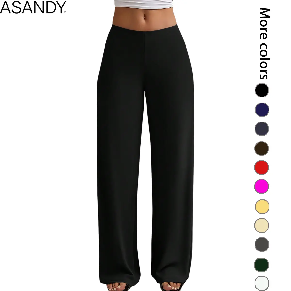 ASANDY Women's Wide Leg Pants, Comfy High Waist Trousers with 4-Way Stretch Fabric, Flowy Fit for Everyday Casual Work & Chic Style, Comfy Pants