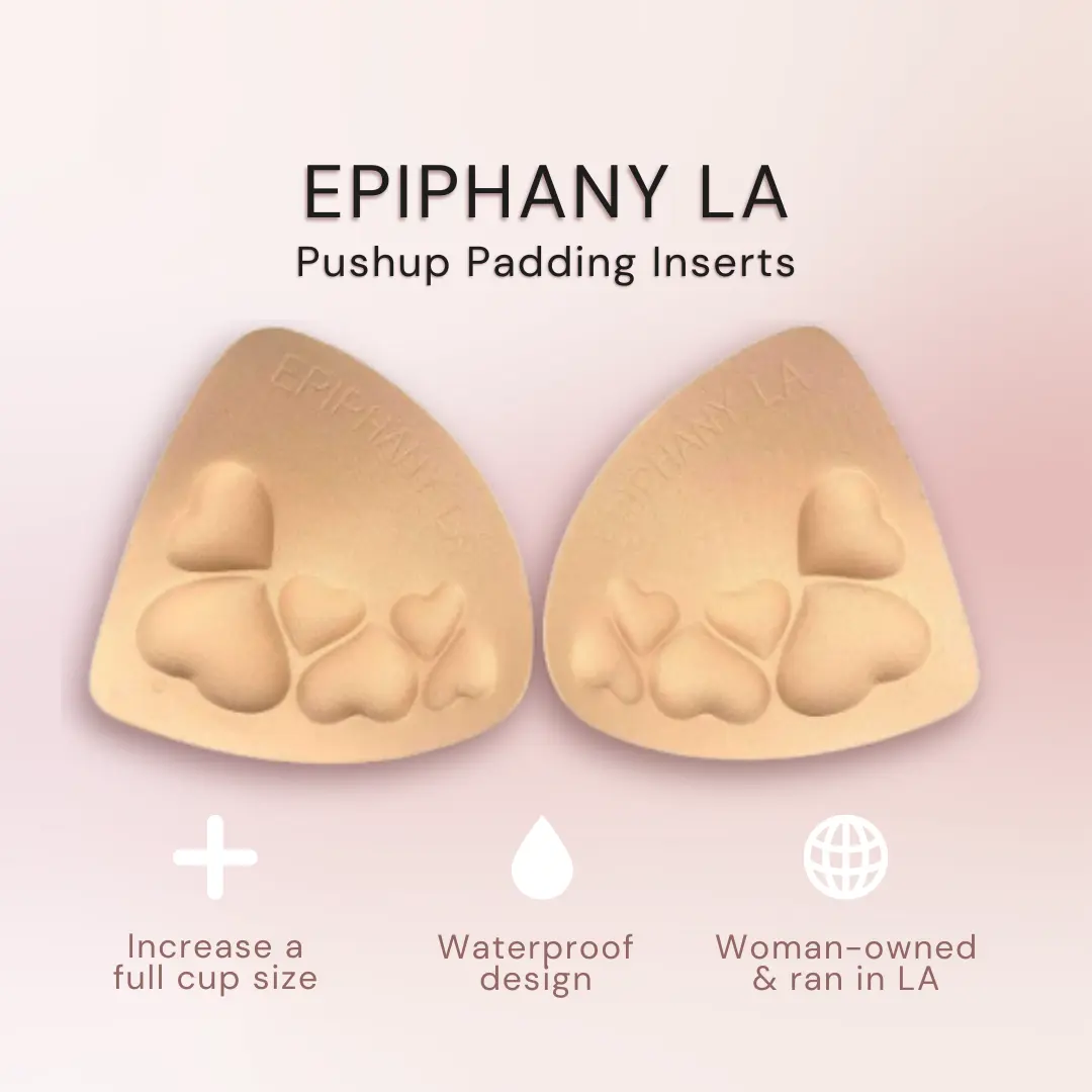EPIPHANY LA Women's Push-Up Bra Inserts - 3 Pairs, Heart-Shaped, Slip-Resistant, Waterproof, Lightweight, Rounded Edges, 4 Cup Sizes, Firmer Feel Accessories for Swimsuits, Sports Bras