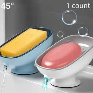 Soap Dish, Soap Tray, 1 Count Soap Drain Dish Soap Saver with Suction Cup, Soap Bar Holder, Soap Bar Storage Box for Bathroom Kitchen Dormitory Hotel, Bathroom Supplies, Bathroom Accessory, Bathroom Essentials Accessories