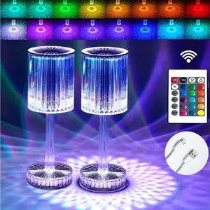 Crystal Table Lamp RBG 16 Color changing Night Lights ( 2 PACK)