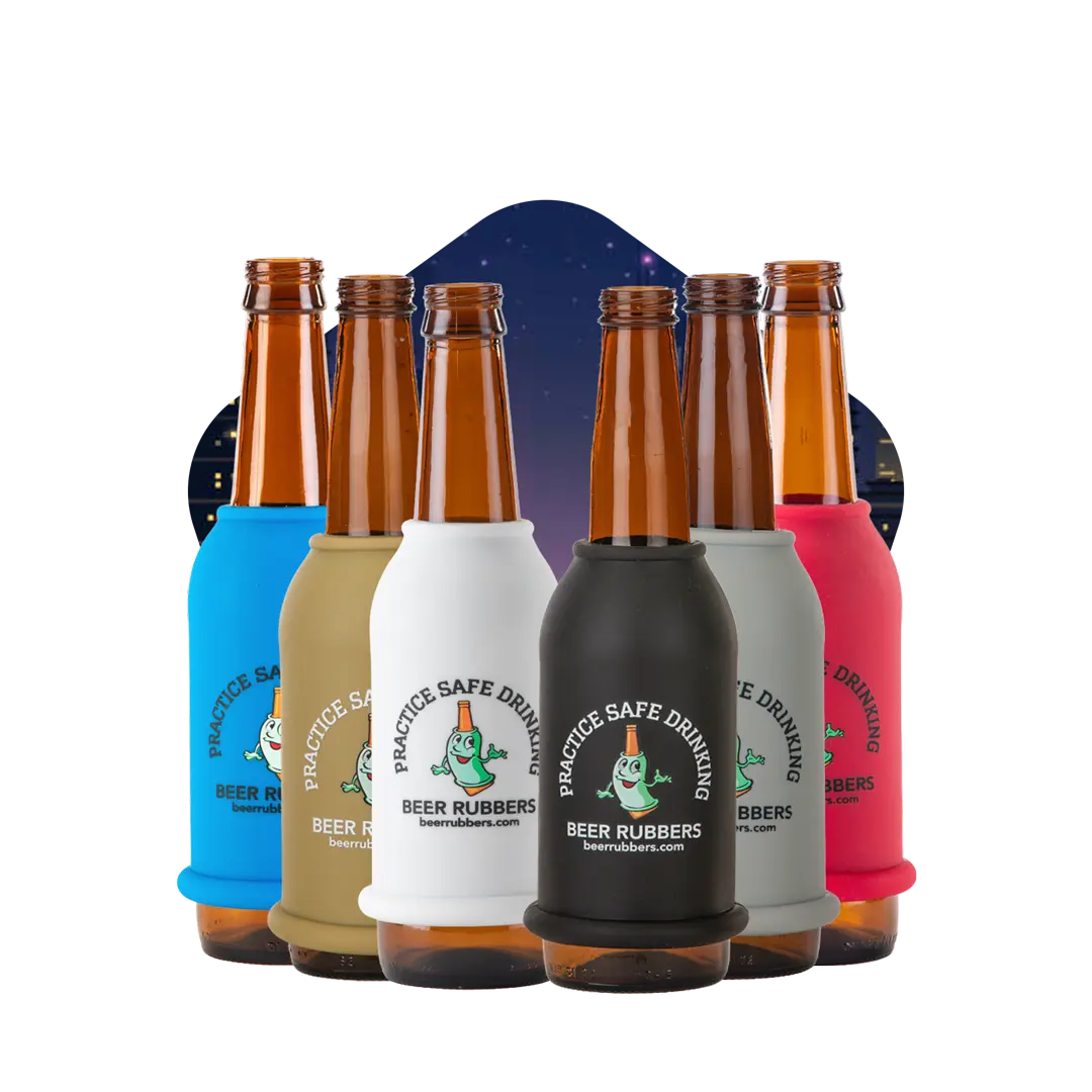 6-Pack Durable Rubber Beer Bottle Sleeves (6 Pieces) - No-Slip Grip Holders, Drop & Shatter Protection, Kitchen Drinkware Accessory for Night Shift Use, Enhances Drinking Experience, Six Pieces