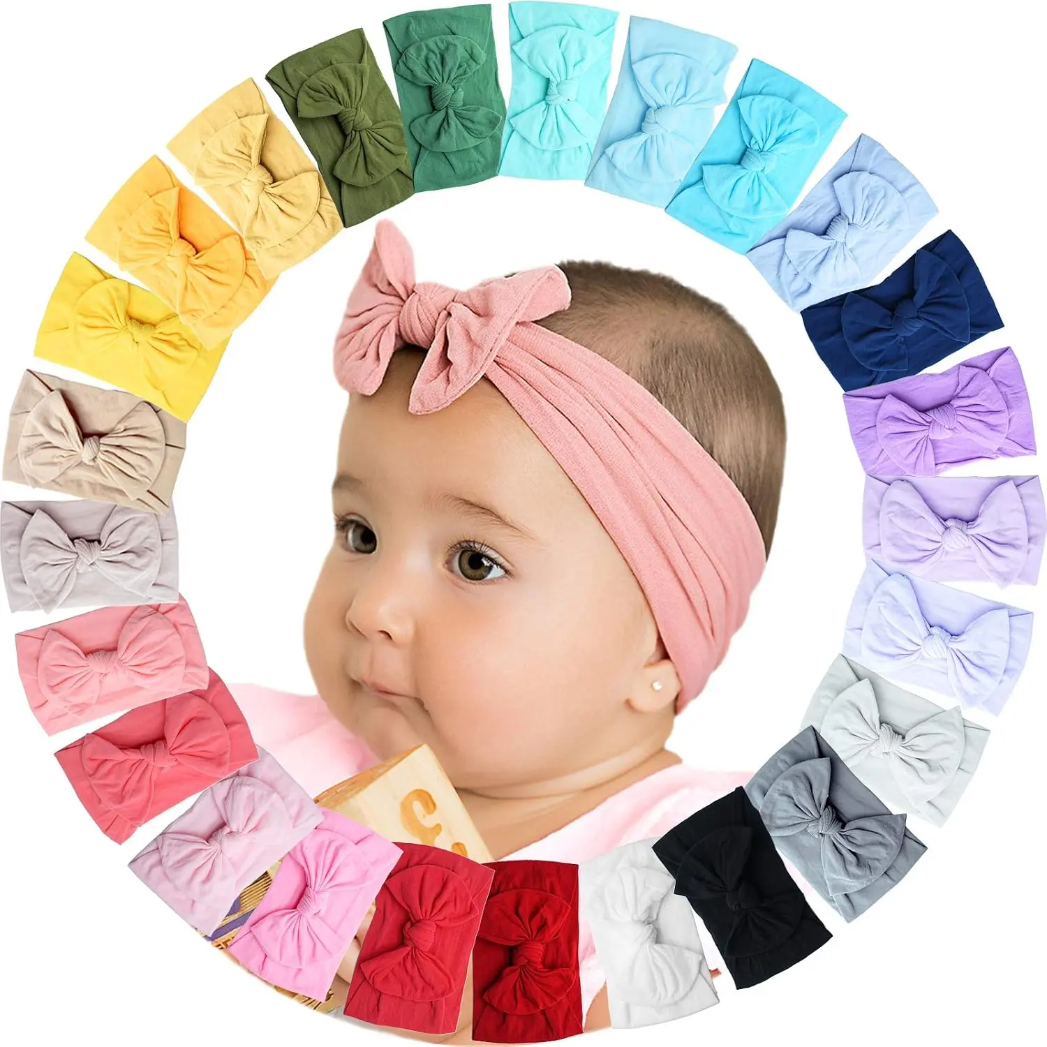 Halloween Fall Gift 25PCS Baby Bows Headbands For Baby Girls,Newborn Hairbands Hair Accessories, Soft & Stretchy , No Head Squeeze,Comfortable fit