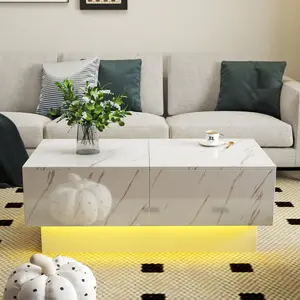 Extendable Sliding Coffee Table with Hidden Storage, Modern White Lift-Top Center Table for Living Room, Apartment & Small Spaces, Multifunctional Space-Saving Coffee Table for Contemporary Home Decor