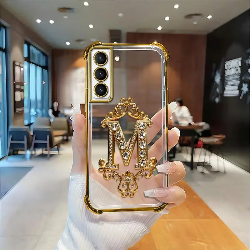 Suitable for [Galaxy S22 5g] high-end phone case🥰，Features a premium-look printed design—not actual 3D diamond studs，Choose from any of the 26 letters. YM99
