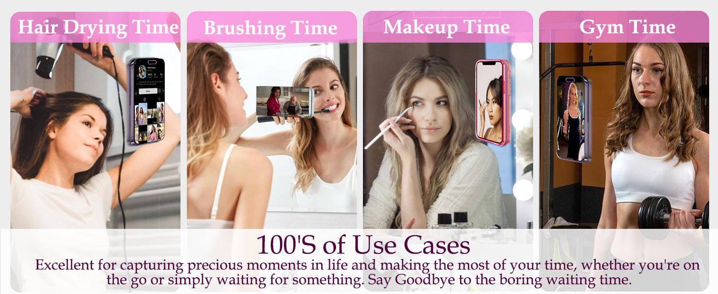 2 Pack Silicone Suction Smartphones Case Mount with Strong Non Slip Sticky Grip Holder for Selfies Videos Light Pink and Translucent