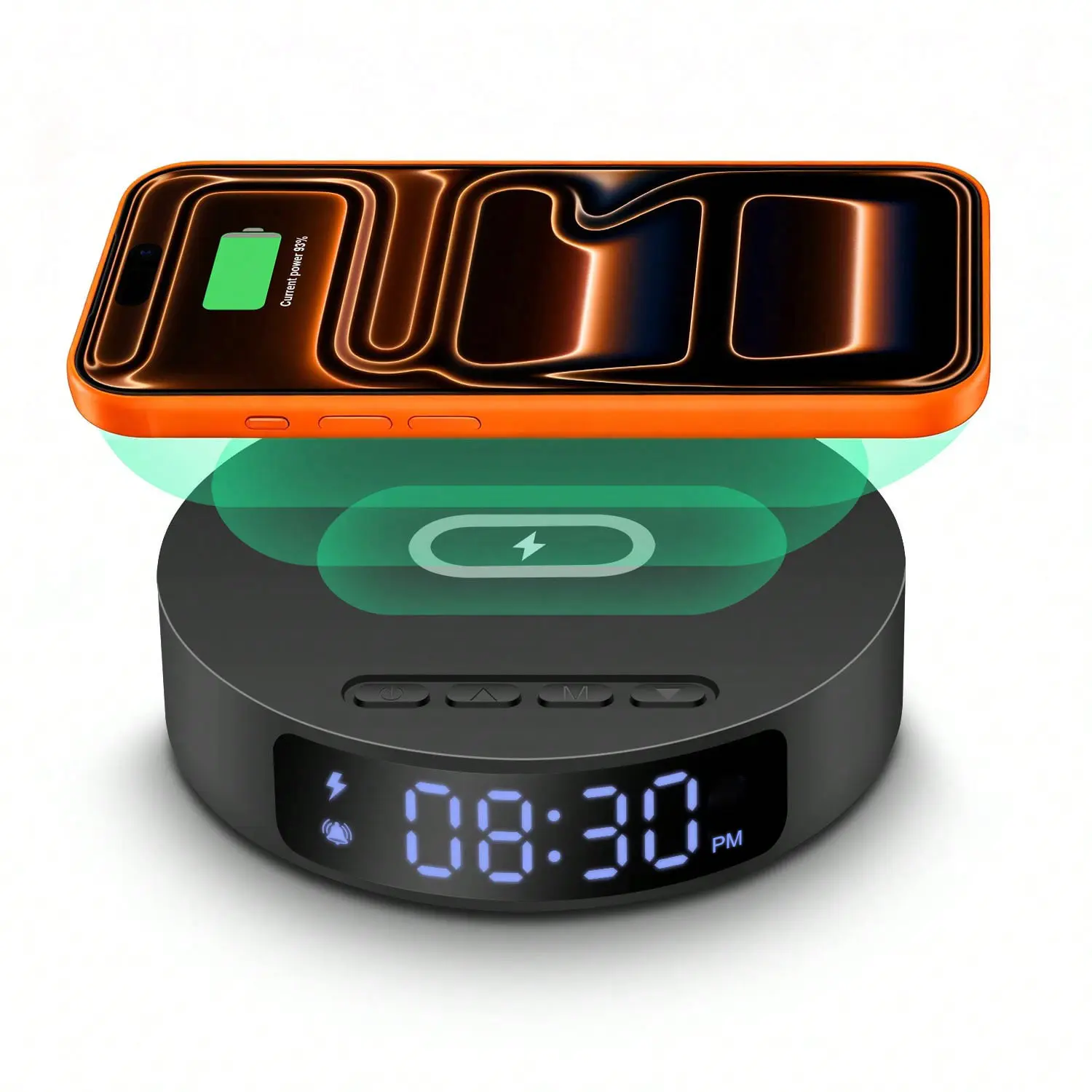 15W Fast Wireless Charger with LED Digital Alarm Clock, Multifunctional Wireless Charging Station for iPhone 17 Pro Max 16 15 14 Samsung Galaxy S26 S25 S24 S23 All Wireless-Standard Smartphones