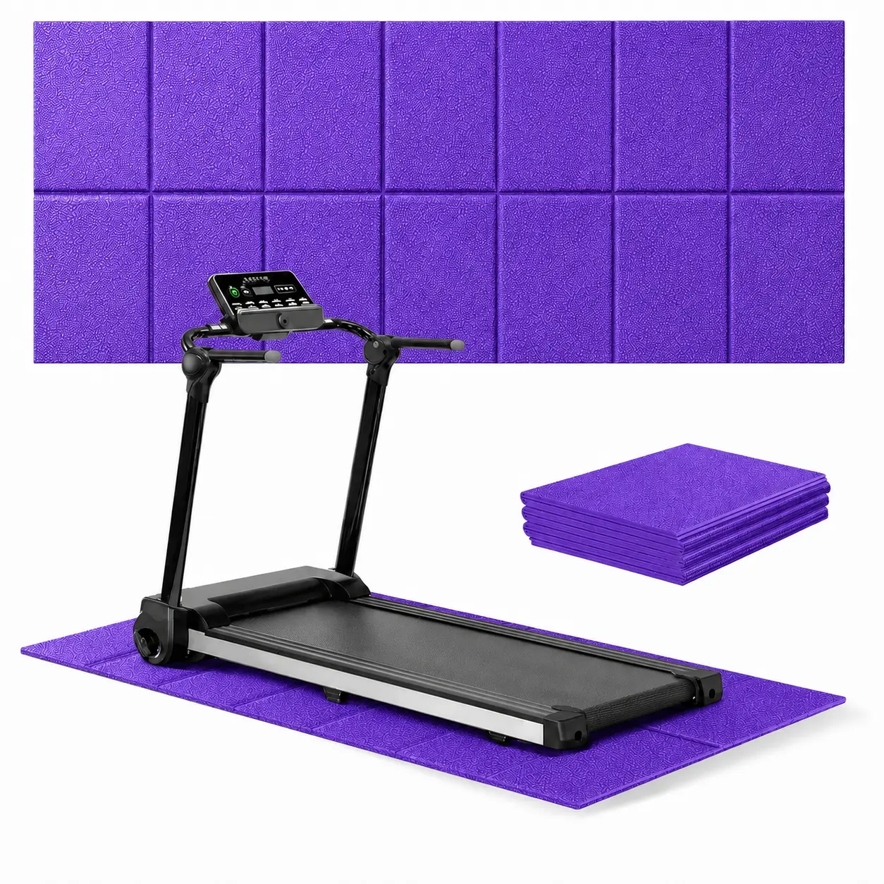 Purple Treadmill Mat Walking Pad Mat for Carpet, 68"x24" Foldable Exercise Equipment Mats - 4mm Thick Non-Slip, Shock Absorbing, Hardwood Floor Protection for Exercise Bike/Weight Bench/Treadmill/Yoga